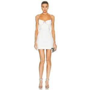 self-portrait White Crepe Bow Mini Dress in White New Womens Bridal Crystals